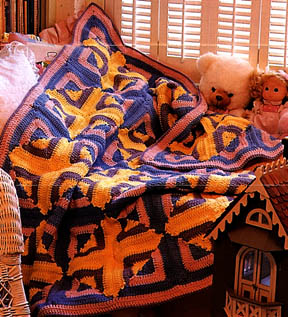 reversible log cabin crocheted afghan