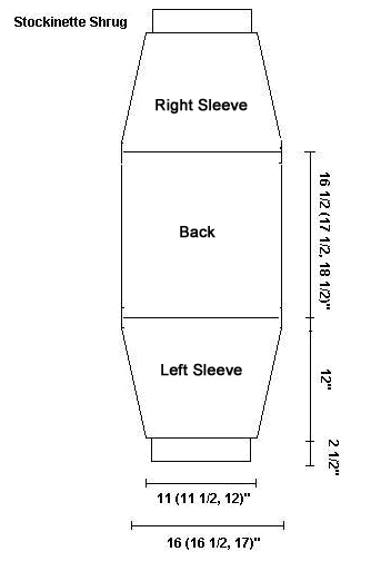 stockinette shrug layout pattern