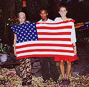 members of Team Bravo with American Flag Afghan